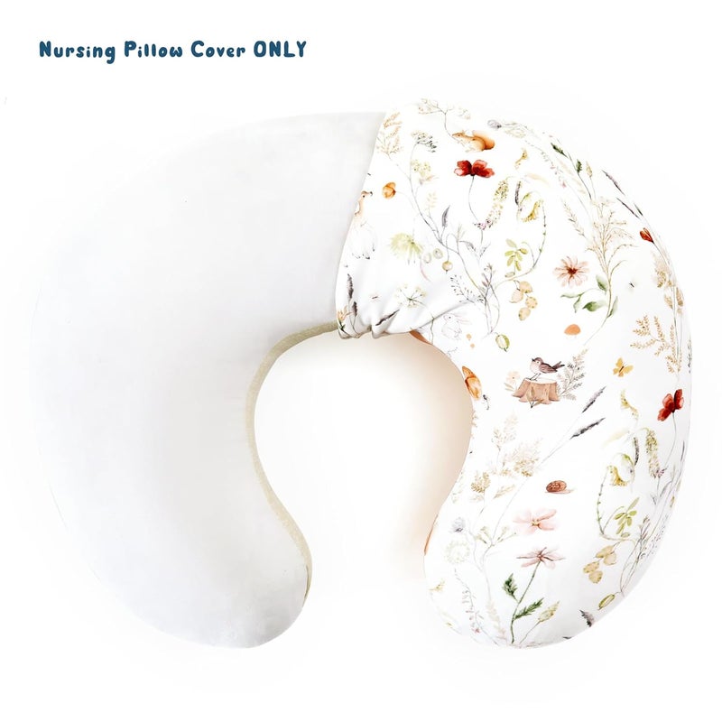 GRSSDER Reversible Nursing Pillow Cover, Ultra Soft Stretchy Minky Removable Nursing Covers Fitted for Breastfeeding Pillows Snug and Safe, Comfortable Slipcover for Girls, Stylish Original Print - Image 2